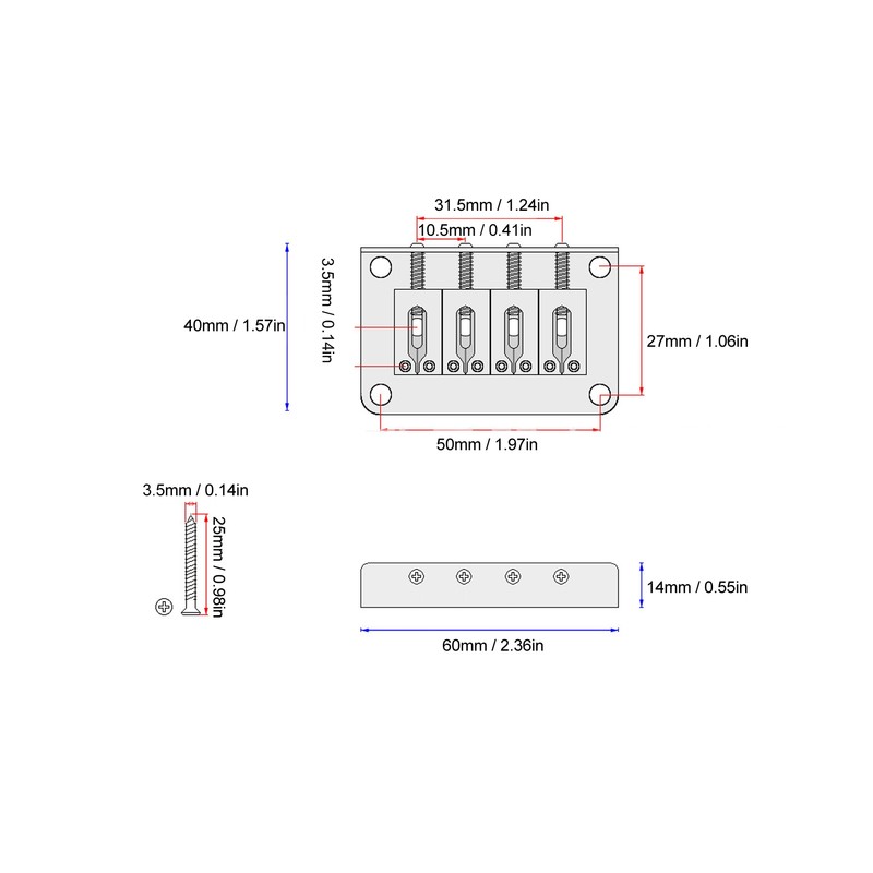 Guitar Fixed Bridge Electric Bass Hardtail Saddle Bridge Tool Metal