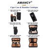 AMANCY Premium 3- Finger Brown Leather Cigar Case, Cedar Wood