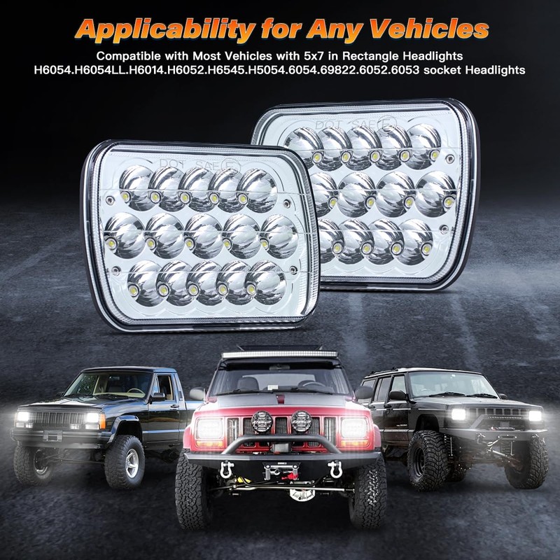 BAOLICY 5x7 H6054 In LED Headlights DOT Approved Hi/Lo Sealed