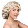 Umisleep 22 Momme 100% Mulberry Silk Sleep Cap, Double Layer Cap for Curly Hair, Breathable and Adjustable Sleep Cap with Elastic Band for Secure Fastening, Colour: champagne