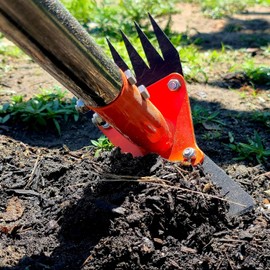 2-in-1 Garden Hoe and Weed Puller Rake – 60 Inch Adjustable Long Handle Heavy Duty Weeding Tool for Garden Lawn Yard