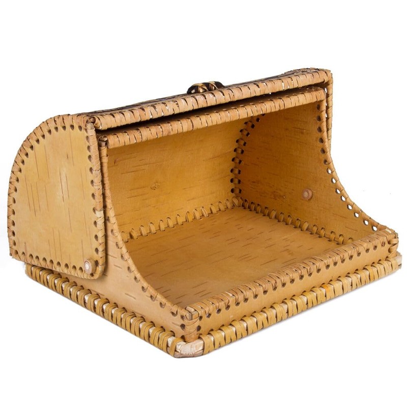 STP GOODS Birds Pattern Birch Bark Bread Box, Large Capacity