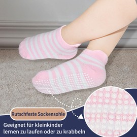 ELUTONG Non-Slip Socks Baby Stopper Socks Baby 12 Pairs ABS Socks Children Non-Slip Socks for 0-12 Months 1-5 Years Girls Toddlers, 02 Striped Six Tone