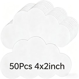 50Pcs Clouds Paper Cutouts, 4 Inch Paper Cloud Shapes Die Cut Double Sided, Classroom Decoration for Bulletin Board, Party Wall Decoration, School Craft Projects
