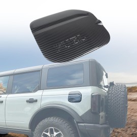 KAKABAS Fuel Tank Cap Decorative Cover Compatible with 2021 2022 2023 Ford Bronco 2/4 Door, Fuel Filler Door Gas Tank Trim Exterior Accessories, Carbon Fiber Texture (Not Fit Bronco Sport)