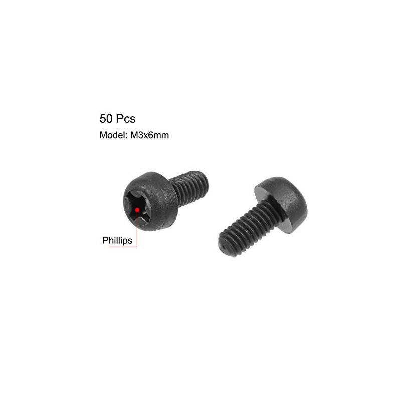 uxcell M3x6mm Threaded Nylon Phillips Cross Pan Head Machine Screws