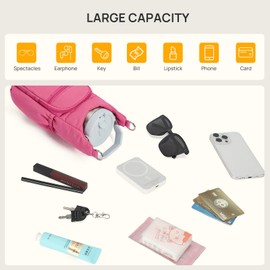 Telena Water Bottle Holder with Strap RFID Crossbody Bags for Women for Walking, Hiking, Cycling Rose Red