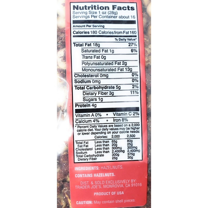 Trader Joes Nuts Dry Roasted & Unsalted Oregon Hazelnuts -