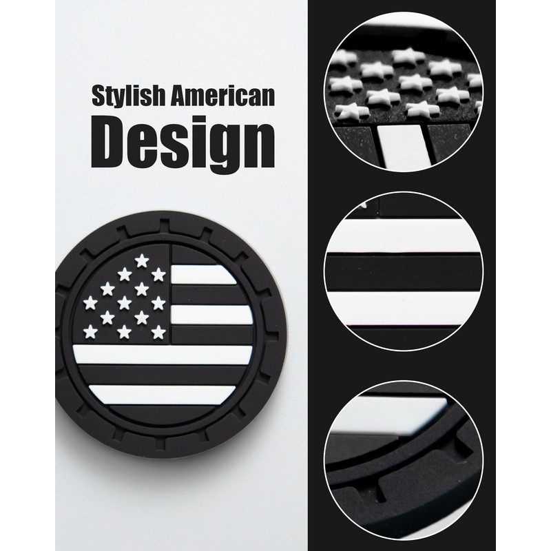 Car Cup Holder Coasters 4 Pack - American Flag 2.75