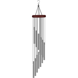 Maedack - Campanas de viento de alta calidad, campanillas de viento de metal con 12 tubos de aluminio huecos, campanilla de viento plateada para fiesta, hogar, jardín, patio, decoración, regalo, etc.,