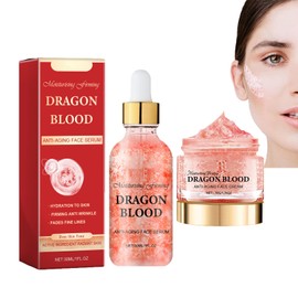 Dyceittdia Drachenblut-Creme, 30ml Drachenblut Anti-Falten-Serum und 50g Feuchtigkeitscreme mit Drachenblut, Tiefgreifend feuchtigkeitsspendend und hydratisierend, Reduziert Fältchen,cream2
