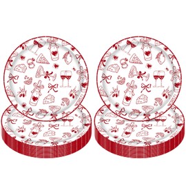 LUCKYQUBE Italian That's Amore Themed Paper Plates, 9 Inch Disposable Dinner Plates for Engagement Bridal Shower, Bachelorette, Romantic Dinner Party Decor, Italian Love Party Supplies