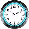 New Pastel Aquamarine Neon clock Teal chrome finish sign wall lamp light kitchen