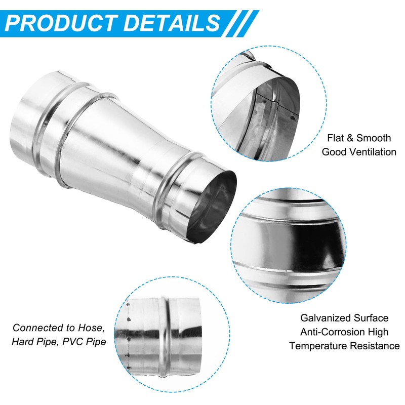 PATIKIL 4 Inch to 3 Inch Round Duct Reducer Increaser