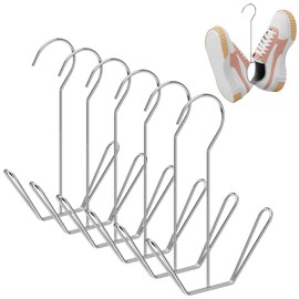 Easecos 6 Pcs Shoes Hanger Drying Rack Stainless Steel Shoes Display Hook Space Saving Shoes Holder Organizer Closet Drying Shelf for Hanging Boots Slippers Sneakers