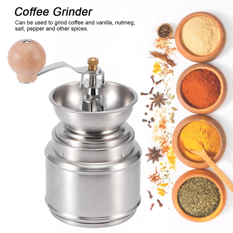 Portable Stainless Steel Manual Coffee Grinder Adjustable Coffe Bean Pepper