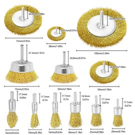 Pack of 12 Wire Brush Drill, 6 mm Steel Brush Cordless Screwdriver with Hexagonal Bar Wire Brush Set, Wire Brush Cordless Screwdriver, for Grinding, Polishing, Rust Removal, Cleaning and Vibration