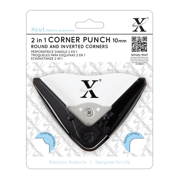 Xcut 10 mm 2-in-1 Corner Punch, Black/ White