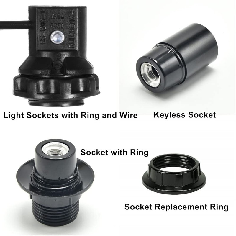 EFINEHOME 8 Pack Phenolic Candelabra E12 Base Socket with 1.25