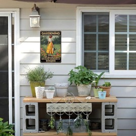 Kezoic Funny Gardening Gifts Garden Tin Sign for Home Garden Greenhouse Living Room Bedroom Outdoor Decor 12"x 8"