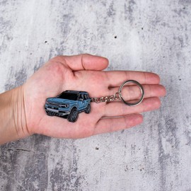 FOUR WHEEL BEAST Bronco Sport Keychain compatible with Ford Bronco Accessories 2023 2024 4 door Key Chain Fob Gift (Area 51)