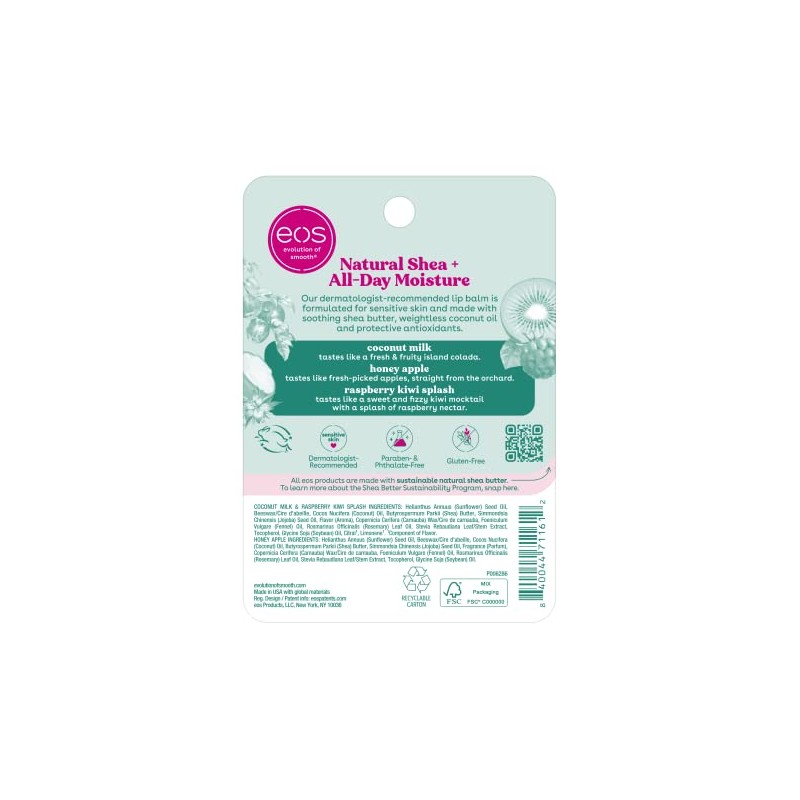 eos Natural Shea Lip Balm, Honey Apple, Coconut Milk &