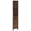 Dark Brown Solid Wood Paulownia 3-Panel Room Divider Elegant Screen