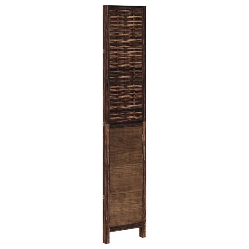 Dark Brown Solid Wood Paulownia 3-Panel Room Divider Elegant Screen