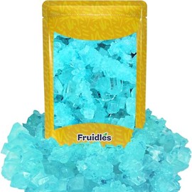 Fruidles Light Blue Cotton Candy String Rock Sugar For Tea and Coffee, Clear Pure Cane Sugar Crystals, Dissolves Quickly, Resealable Bag (2 Pounds)