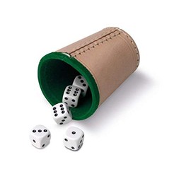 Cayro Dice Set - Cup and 5 16mm Dot Dice - Leather Lined Cup Inside - Adult Board Game - Board Game Accessories - High Quality - Easy to Use