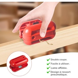 KEWAYO Kantenschneider, doppelseitig, Wolframkarbid-Klingen, 4 wendbare Schneiden, für PVC/MDF/Sperrholz – manuelles Werkzeug für Tischlerei mit ergonomischem Griff, rutschfest