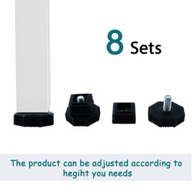 sourcing map 8 Sets Adjustable Furniture Feet 25 x 25 mm Square Tube Inserts Furniture Adjustable Level