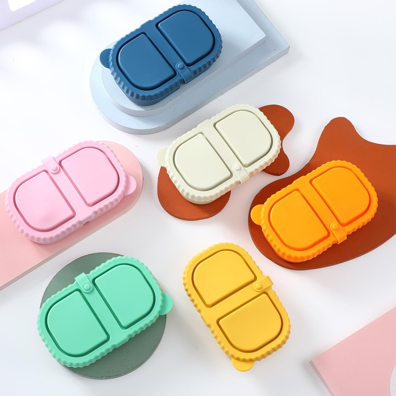 Kathfly 6 Pack Reusable 2-compartment Silicone Snack Containers with Lids