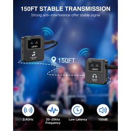 LEKATO Wireless in-Ear Monitor MS-20 Charging, 30H Battery Life with Box, 2.4G IEM System 1Transmitter 2 Receivers Auto-Pairing,OTG Support,One to More, in-Ear Monitoring for Studio,Live,Singer,Band