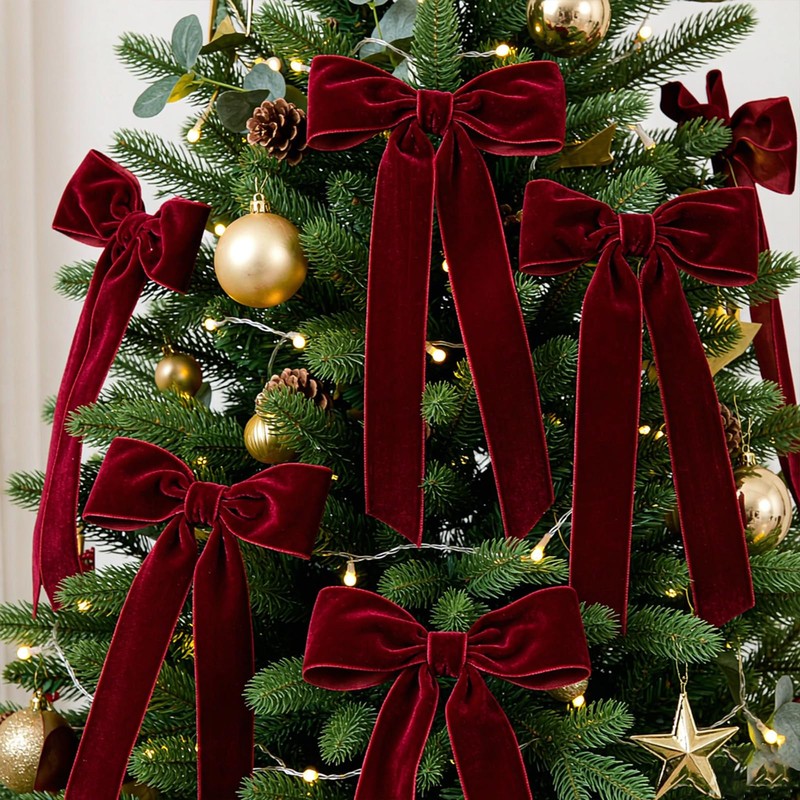G2PLUS 25mm Burgundy Christmas Velvet Ribbon for Gift Wrapping: 25