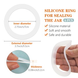 6 Pieces 3.7 Inches Silicone Jar Gaskets Replacement Silicone Seals Airtight Gasket Sealing Rings for Regular Mouth Canning Jar