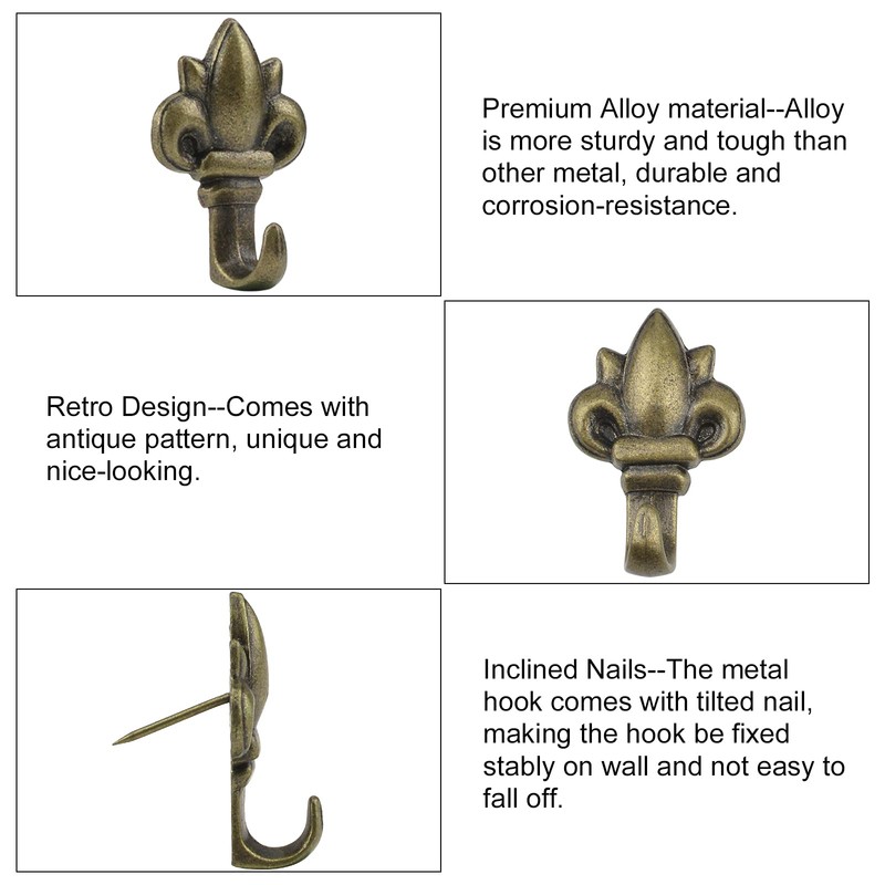 INCREWAY Push Pin Hangers, 20Pcs Bronze Flower Shaped Push Hook