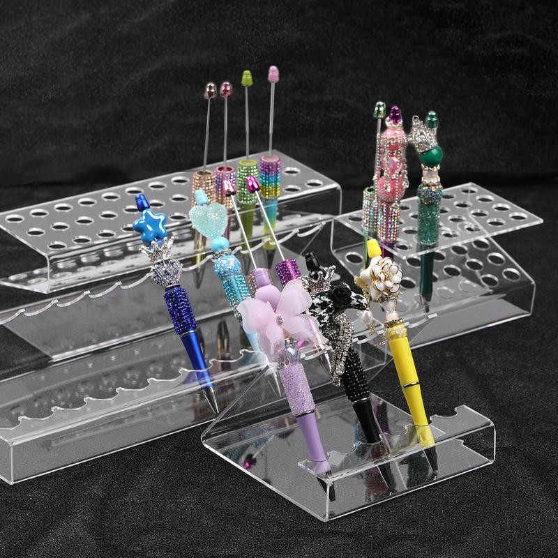 【P14】Transparent Acrylic Pen Holder Stationery Store storage organizer:_24 hole 12*8*7.5cm