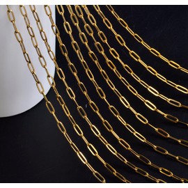 Gold Paperclip Chain Necklace for Women 10pcs 18inch 3X9mm Gold Chains for jewelry Making Stainless Steel Filled 18K Gold Plated Chains Bulk Adjustable Link Charm Necklace Chains (18inch 10pcs)