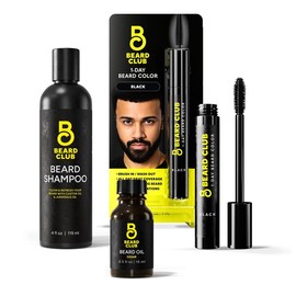 Beard Club One-Day Beard & Eyebrow Color - Available in Four Colors and Four Sizes - Temporary Color for Beard and Eyebrows, Covers Greys, Fills in Patches, and Enhances Volume - 30 Applications Per Tube:_Beard Color Kit: Black