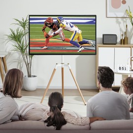 Fydeamer Universal Tripod Easel TV Stand for 32-65 inch LED LCD Screen Flat Curved Screen, Height Adjustable Studio TV Display Stand with 140° Swivel for Bedroom, Living Room, Corner TV Stand (White)