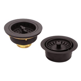 Westbrass CO2155S-12 COMBO PACK 3-1/2" Wing Nut Twist Style Large Kitchen Sink Basket Strainer and Waste Disposal Flange with Basket Strainer, Oil Rubbed Bronze