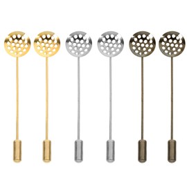 LUOZZY 6pcs Round Tray Lapel Pin Gold Safety Stick Pins Hollow Brooch Pin Lapel Suit Brooches Dress Hat Pin Corsage Stick Pin for DIY Costume Jewelry Making