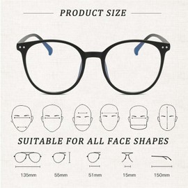 3 Pack Blaulichtfilter Brille Damen and Herren, Fake Brille Ohne Stärke Herren and Damen, Runde Rahmen Blaufilter Brille, Fensterglas Brille, Bildschirmbrille Mit Blaulichtfilter