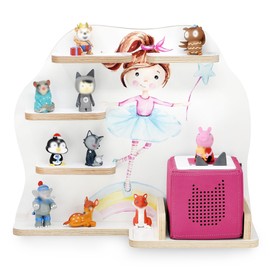 stadtecken Wooden Shelf for Music Box I Suitable for The Toniebox and ca. 35 Tonies I Perfect Storage in The Children's Room I for Setting up or Hanging (Medium, Ballerina)