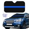Thin Blue Line Flag Front Windshield Sun Shade Accordion Folding