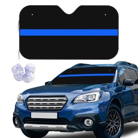 Thin Blue Line Flag Front Windshield Sun Shade Accordion Folding Auto Sunshade for Car Truck SUV-Blocks UV Rays Sun Visor Protector