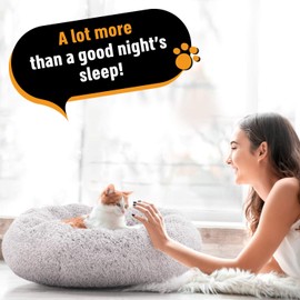Active Pets Plush Calming Dog Bed, Donut Dog Bed for Small Dogs, Medium & Large, Anti Anxiety Dog Bed, Soft Fuzzy Calming Bed for Dogs & Cats, Comfy Cat Bed, Marshmallow Cuddler Nest Calming Pet Bed