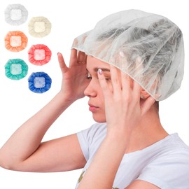 ABC PACK & SUPPLY White Bouffant Caps 21 Inch. Pack of 100 Non Woven Hair Caps with Elastic Band. Breathable Disposable Polypropylene Hats. Unisex Protective Hair Covers for Food Service