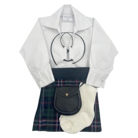 Tartan Tweeds Baby Kilt Outfit, Adjustable Waistband, Shirt, Hose, Sporran, Unisex (Scottish National, 6-12 Months)